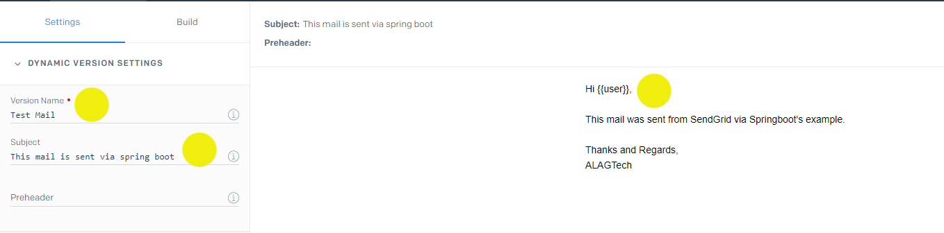 Creating an dynamic template with SendGrid. ALAGTech blog Sending email with Send Grid dynamic template using Java Spring Boot